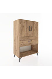 Hyperion Dolap 2 Raflı Tek Çekmeceli 2 Kapaklı 88x44x134 Çam-Çam