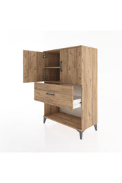 Hyperion Dolap 2 Raflı Tek Çekmeceli 2 Kapaklı 88x44x134 Çam-Çam