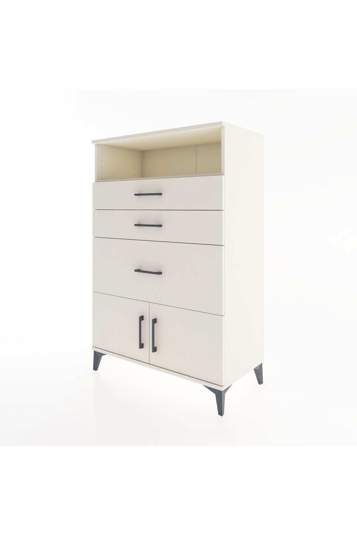 Hyperion Dolap Tek Raflı 3 Çekmeceli 2 Kapaklı 88x44x134 - S51M019V1B
