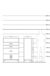 Hyperion Dolap Tek Raflı 3 Çekmeceli 2 Kapaklı 88x44x134 - S51M019V1B