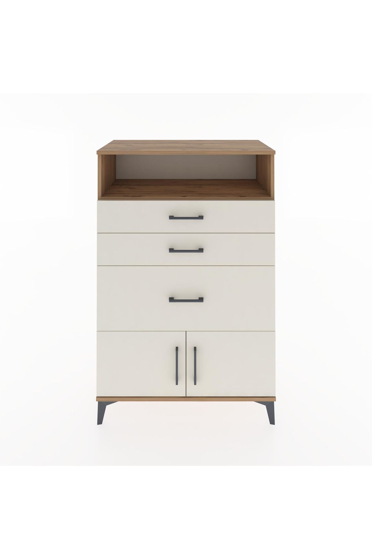 Hyperion Dolap Tek Raflı 3 Çekmeceli 2 Kapaklı 88x44x134 Çam-Aytaşı