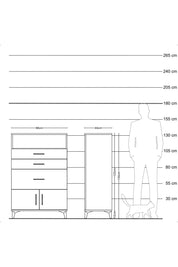 Hyperion Dolap Tek Raflı 3 Çekmeceli 2 Kapaklı 88x44x134 Çam-Aytaşı