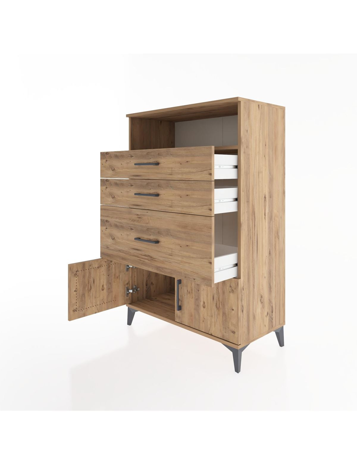 Hyperion Dolap Tek Raflı 3 Çekmeceli 2 Kapaklı 88x44x134 - S51M019V9B