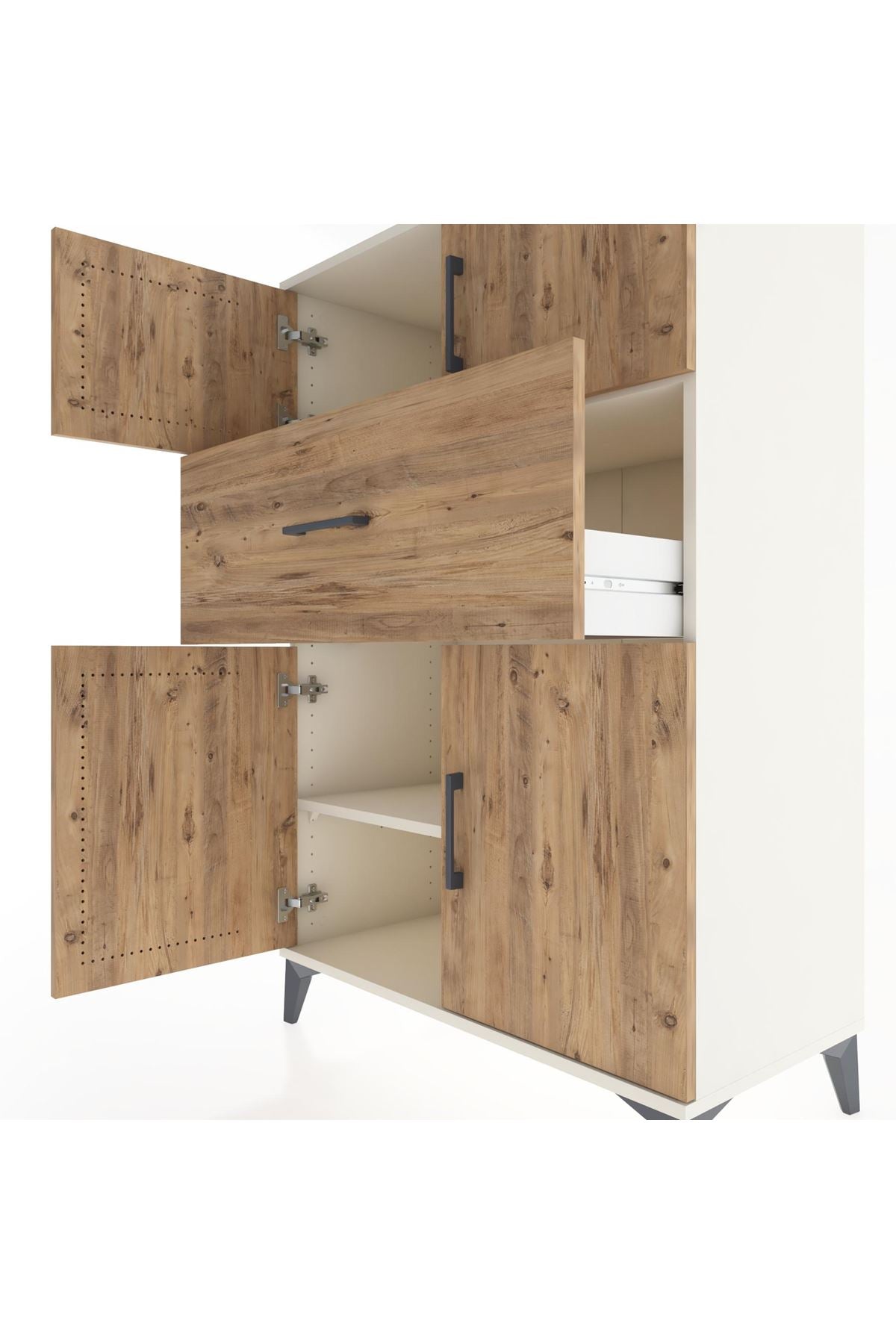 Hyperion Dolap 2 Raflı Tek Çekmeceli 4 Kapaklı 88x44x134 Aytaşı-Çam