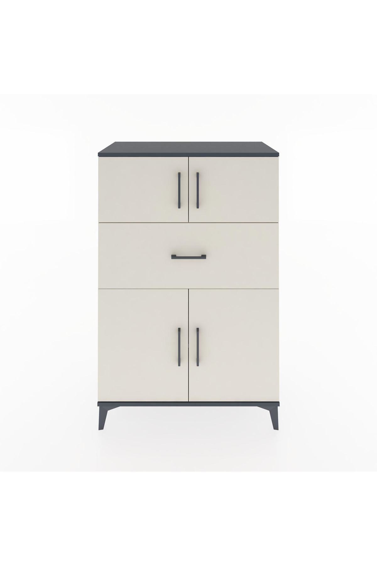 Hyperion Dolap 2 Raflı Tek Çekmeceli 4 Kapaklı 88x44x134 Antrasit-Aytaşı