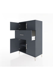 Hyperion Dolap 2 Raflı Tek Çekmeceli 4 Kapaklı 88x44x134 Antrasit-Antrasit