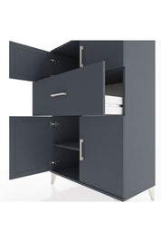 Hyperion Dolap 2 Raflı Tek Çekmeceli 4 Kapaklı 88x44x134 Antrasit-Antrasit