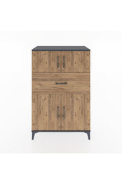 Hyperion Dolap 2 Raflı Tek Çekmeceli 4 Kapaklı 88x44x134 Antrasit-Çam