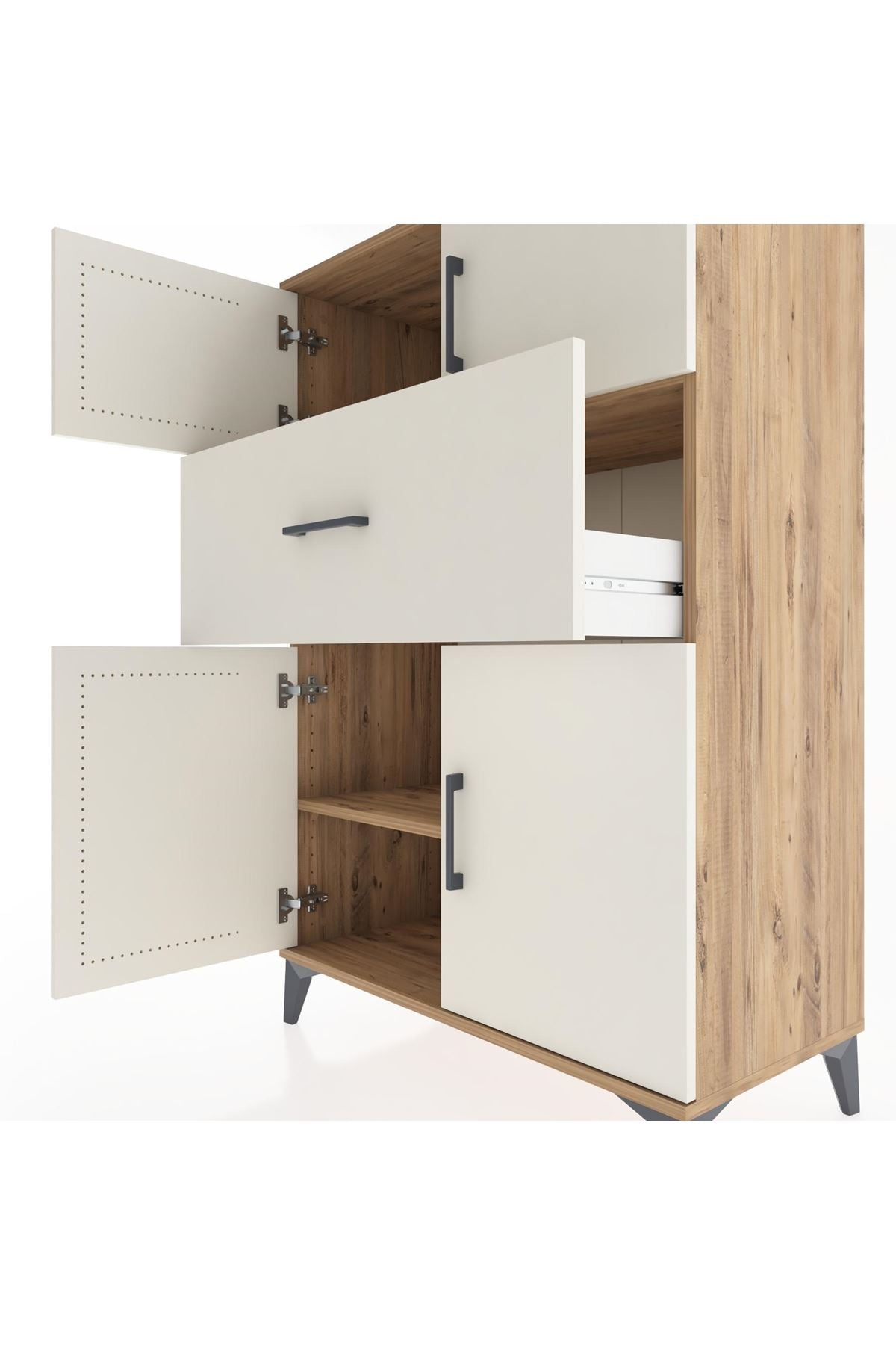 Hyperion Dolap 2 Raflı Tek Çekmeceli 4 Kapaklı 88x44x134 Çam-Aytaşı