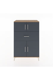 Hyperion Dolap 2 Raflı Tek Çekmeceli 4 Kapaklı 88x44x134 Çam-Antrasit