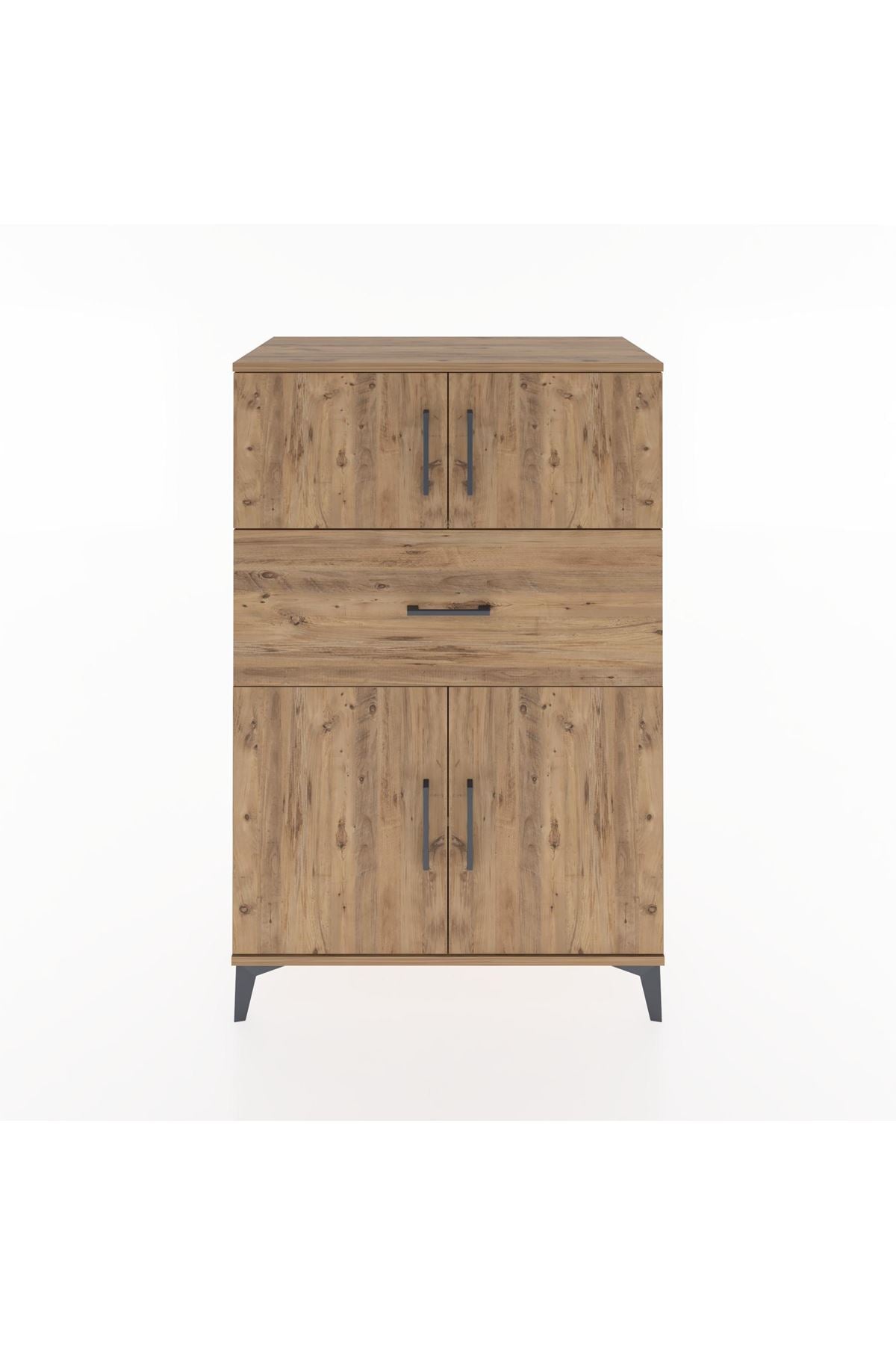 Hyperion Dolap 2 Raflı Tek Çekmeceli 4 Kapaklı 88x44x134 Çam-Çam