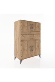 Hyperion Dolap 2 Raflı Tek Çekmeceli 4 Kapaklı 88x44x134 Çam-Çam