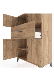 Hyperion Dolap 2 Raflı Tek Çekmeceli 4 Kapaklı 88x44x134 Çam-Çam