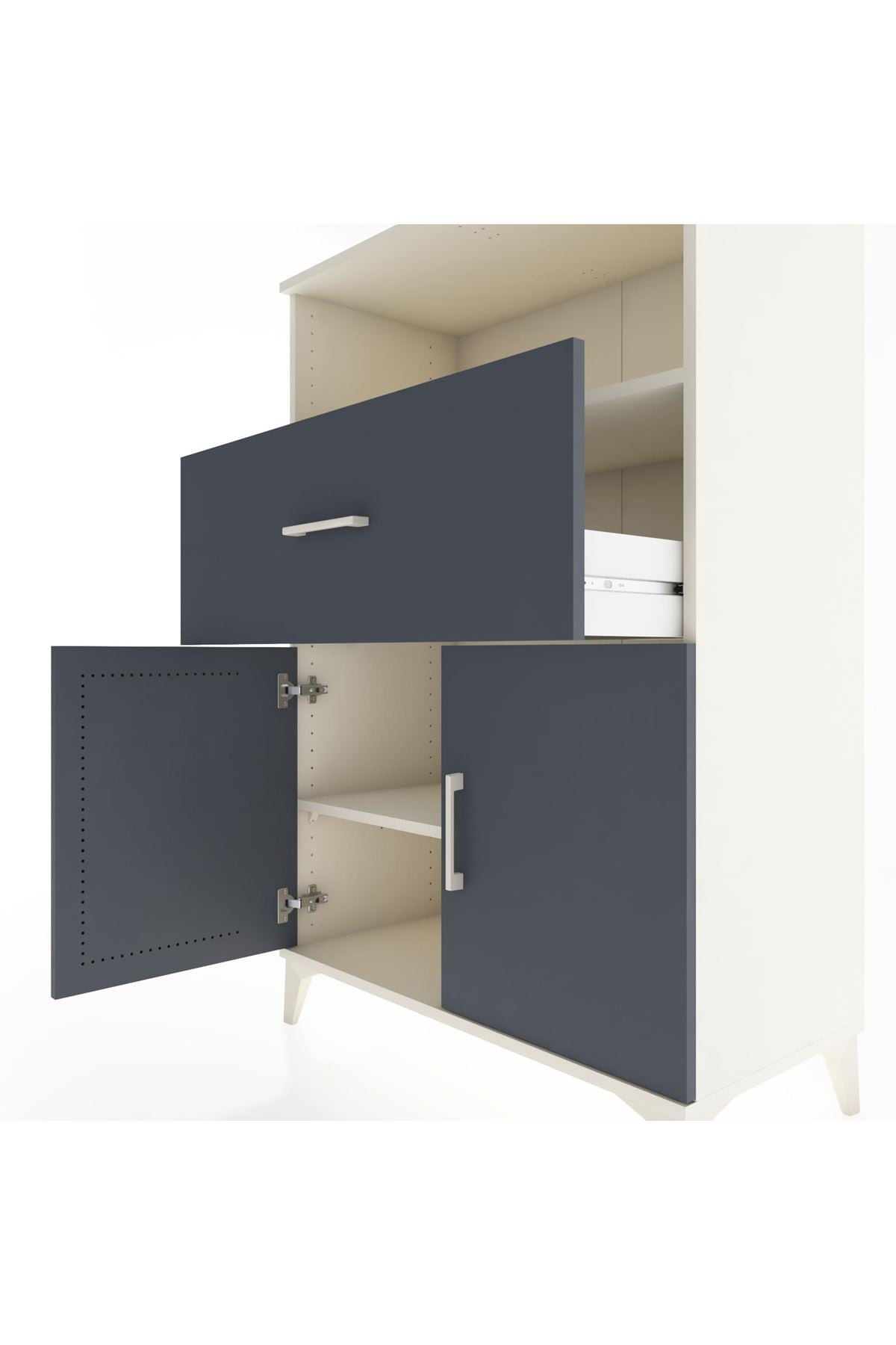 Hyperion Dolap 2 Raflı Tek Çekmeceli 2 Kapaklı 88x44x134 Aytaşı-Antrasit