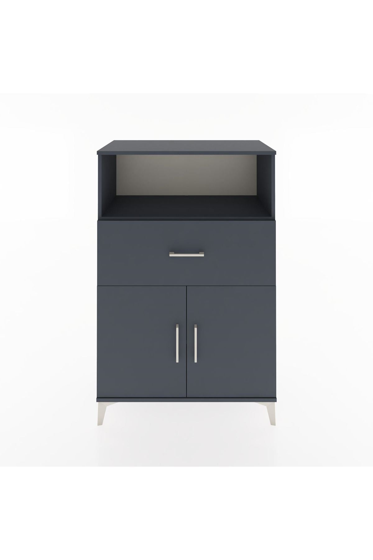 Hyperion Dolap 2 Raflı Tek Çekmeceli 2 Kapaklı 88x44x134 Antrasit-Antrasit