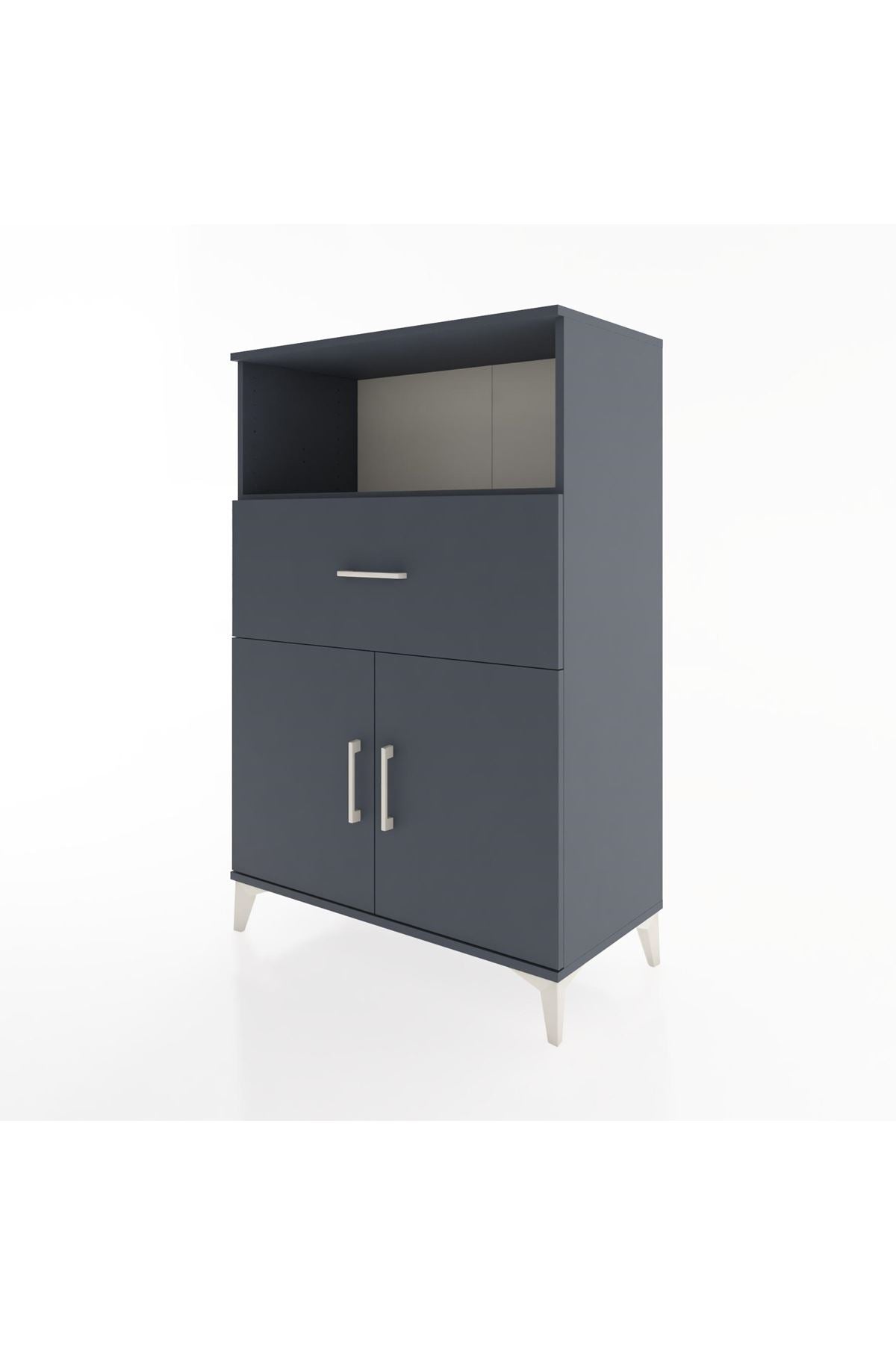 Hyperion Dolap 2 Raflı Tek Çekmeceli 2 Kapaklı 88x44x134 Antrasit-Antrasit