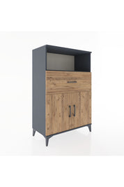 Hyperion Dolap 2 Raflı Tek Çekmeceli 2 Kapaklı 88x44x134 Antrasit-Çam