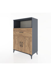 Hyperion Dolap 2 Raflı Tek Çekmeceli 2 Kapaklı 88x44x134 Antrasit-Çam