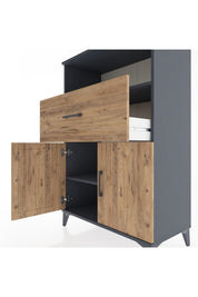 Hyperion Dolap 2 Raflı Tek Çekmeceli 2 Kapaklı 88x44x134 Antrasit-Çam