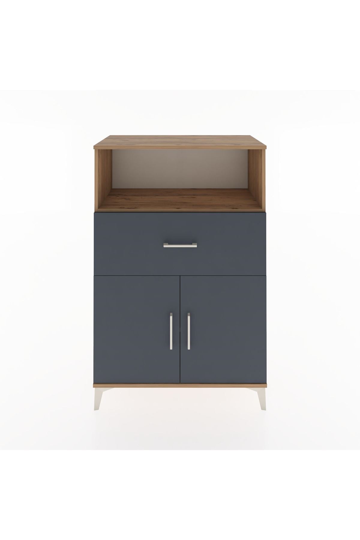 Hyperion Dolap 2 Raflı Tek Çekmeceli 2 Kapaklı 88x44x134 Çam-Antrasit