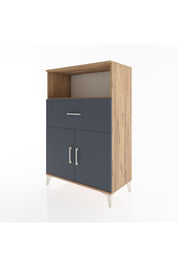 Hyperion Dolap 2 Raflı Tek Çekmeceli 2 Kapaklı 88x44x134 Çam-Antrasit