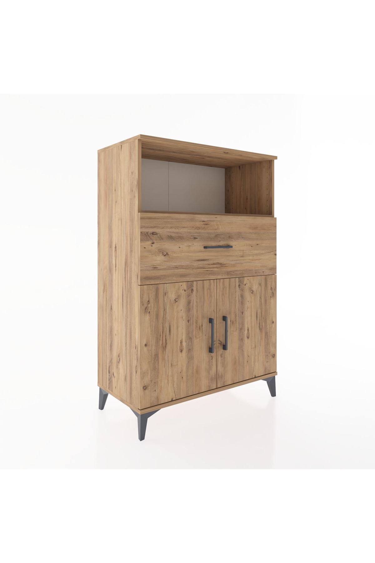 Hyperion Dolap 2 Raflı Tek Çekmeceli 2 Kapaklı 88x44x134 Çam-Çam