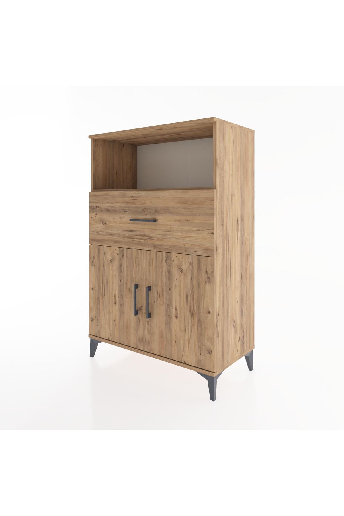 Hyperion Dolap 2 Raflı Tek Çekmeceli 2 Kapaklı 88x44x134 Çam-Çam