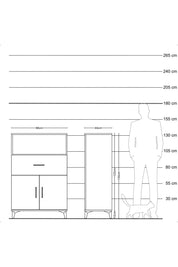 Hyperion Dolap 2 Raflı Tek Çekmeceli 2 Kapaklı 88x44x134 Çam-Çam