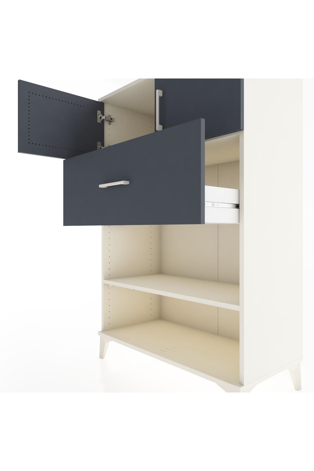 Hyperion Dolap 2 Raflı Tek Çekmeceli 2 Kapaklı 88x44x134 Aytaşı-Antrasit