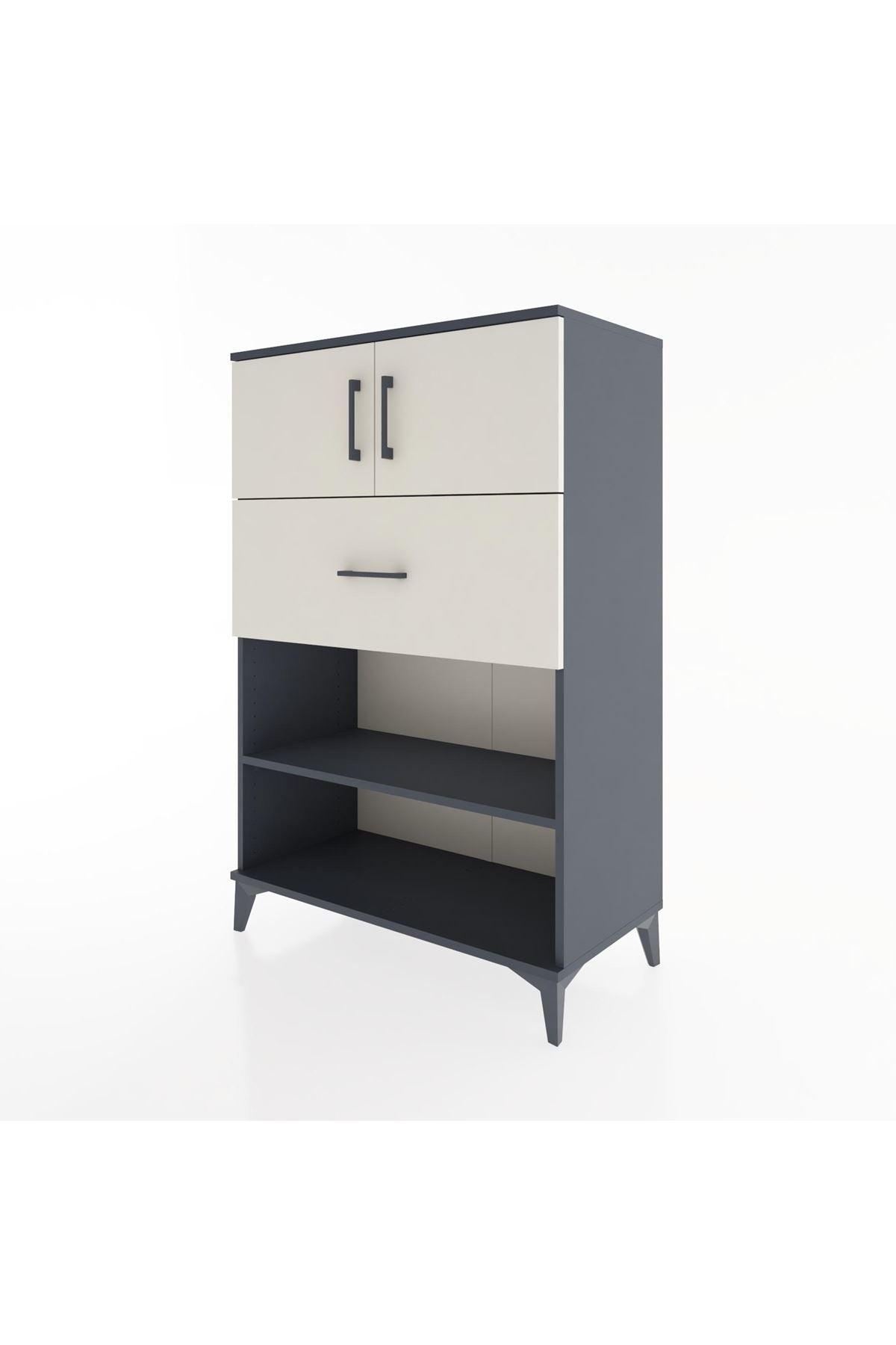 Hyperion Dolap 2 Raflı Tek Çekmeceli 2 Kapaklı 88x44x134 Antrasit-Aytaşı