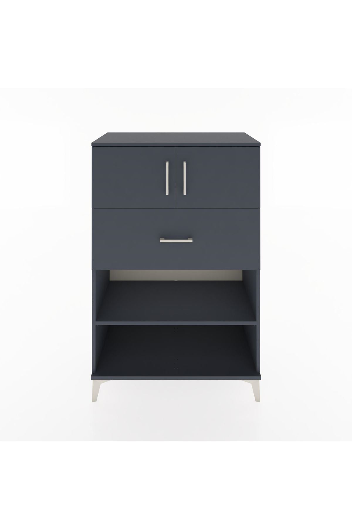 Hyperion Dolap 2 Raflı Tek Çekmeceli 2 Kapaklı 88x44x134 Antrasit-Antrasit