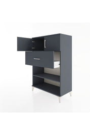 Hyperion Dolap 2 Raflı Tek Çekmeceli 2 Kapaklı 88x44x134 Antrasit-Antrasit