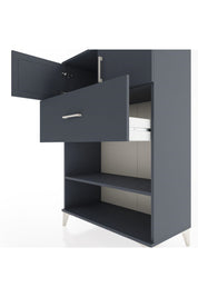 Hyperion Dolap 2 Raflı Tek Çekmeceli 2 Kapaklı 88x44x134 Antrasit-Antrasit