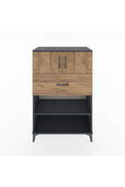 Hyperion Dolap 2 Raflı Tek Çekmeceli 2 Kapaklı 88x44x134 Antrasit-Çam