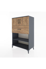 Hyperion Dolap 2 Raflı Tek Çekmeceli 2 Kapaklı 88x44x134 Antrasit-Çam