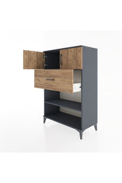 Hyperion Dolap 2 Raflı Tek Çekmeceli 2 Kapaklı 88x44x134 Antrasit-Çam