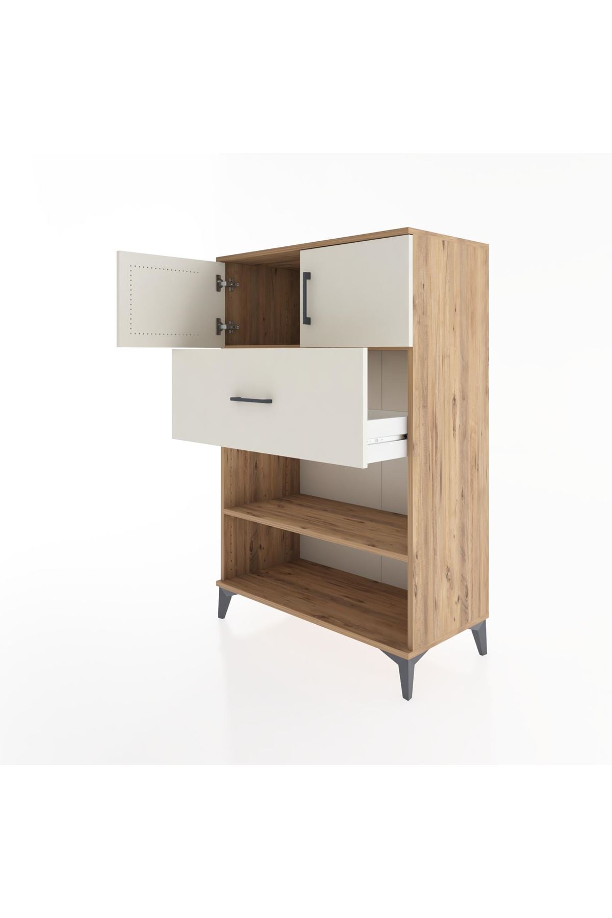 Hyperion Dolap 2 Raflı Tek Çekmeceli 2 Kapaklı 88x44x134 Çam-Aytaşı