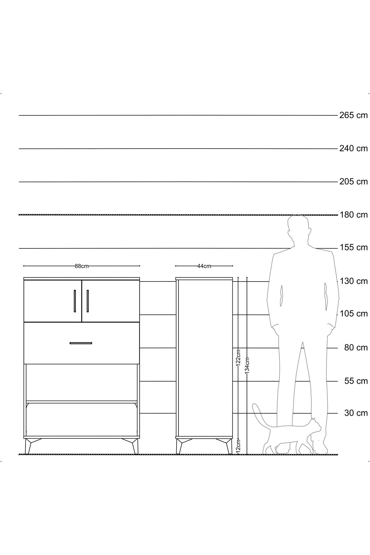 Hyperion Dolap 2 Raflı Tek Çekmeceli 2 Kapaklı 88x44x134 Çam-Aytaşı