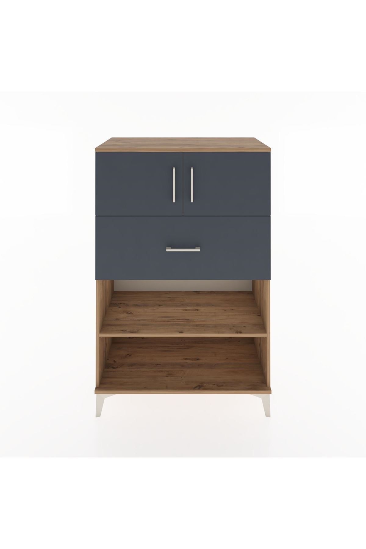 Hyperion Dolap 2 Raflı Tek Çekmeceli 2 Kapaklı 88x44x134 Çam-Antrasit