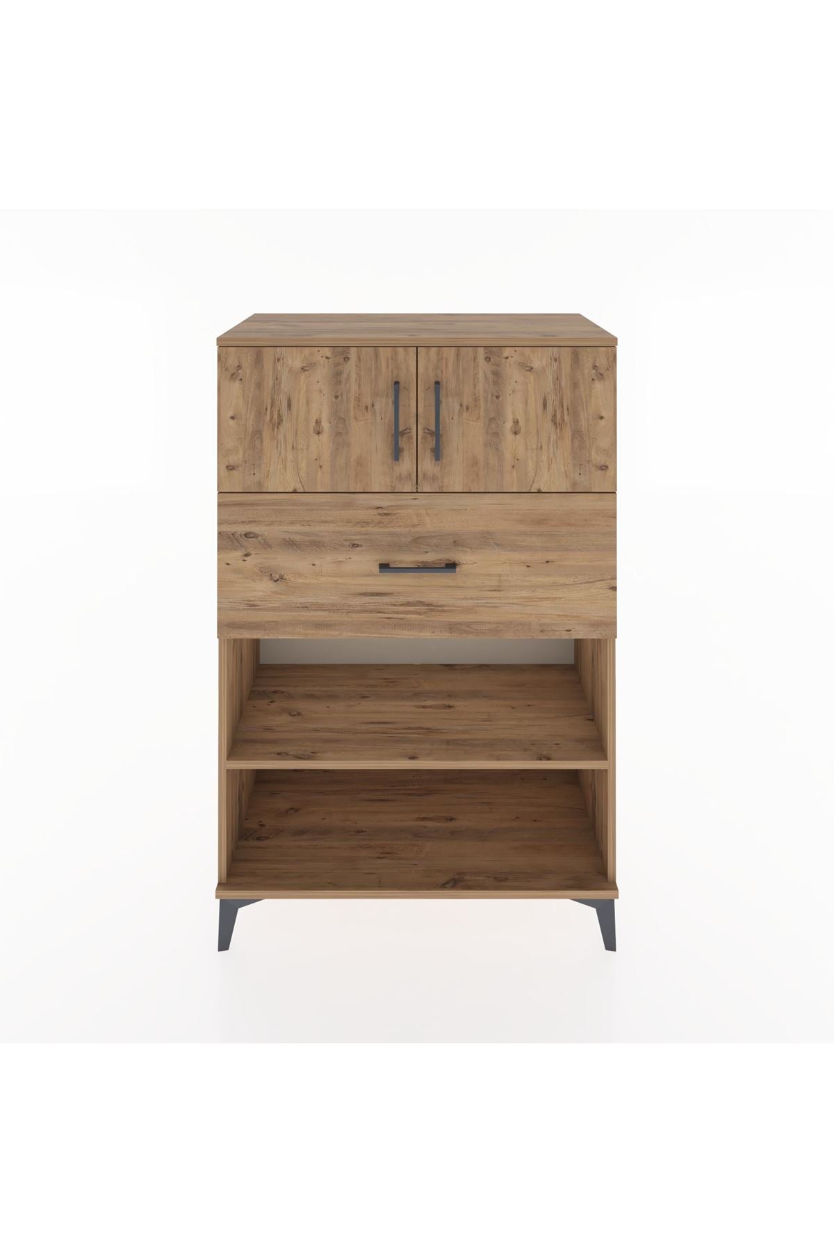 Hyperion Dolap 2 Raflı Tek Çekmeceli 2 Kapaklı 88x44x134 Çam-Çam