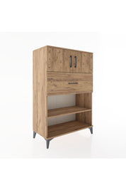 Hyperion Dolap 2 Raflı Tek Çekmeceli 2 Kapaklı 88x44x134 Çam-Çam