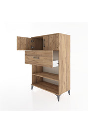 Hyperion Dolap 2 Raflı Tek Çekmeceli 2 Kapaklı 88x44x134 Çam-Çam