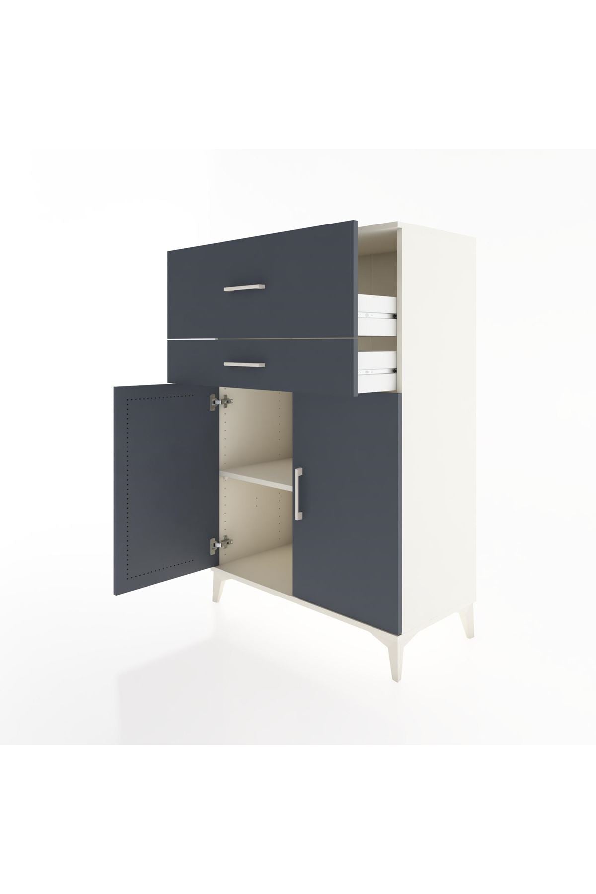Hyperion Dolap Tek Raflı 2 Çekmeceli 2 Kapaklı 88x44x134 Aytaşı-Antrasit