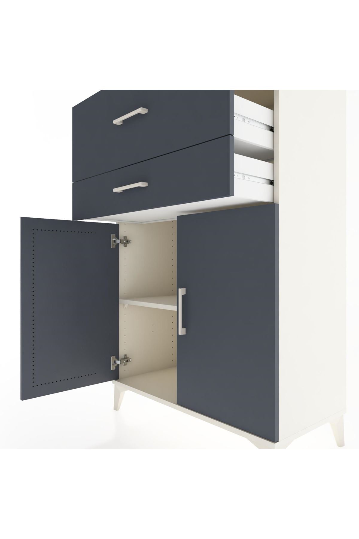Hyperion Dolap Tek Raflı 2 Çekmeceli 2 Kapaklı 88x44x134 Aytaşı-Antrasit