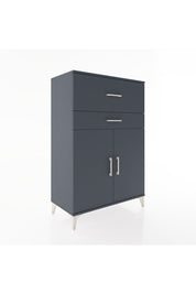 Hyperion Dolap Tek Raflı 2 Çekmeceli 2 Kapaklı 88x44x134 Antrasit-Antrasit