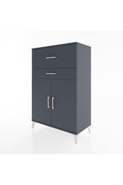 Hyperion Dolap Tek Raflı 2 Çekmeceli 2 Kapaklı 88x44x134 Antrasit-Antrasit