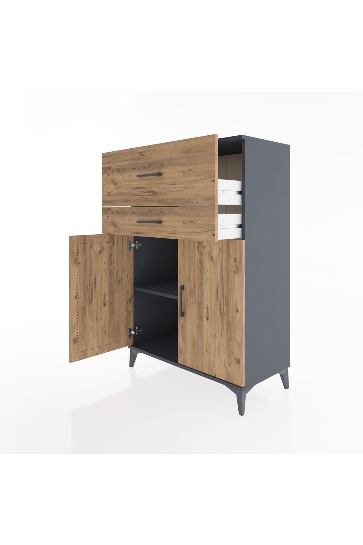 Hyperion Dolap Tek Raflı 2 Çekmeceli 2 Kapaklı 88x44x134 - S51M023V6B