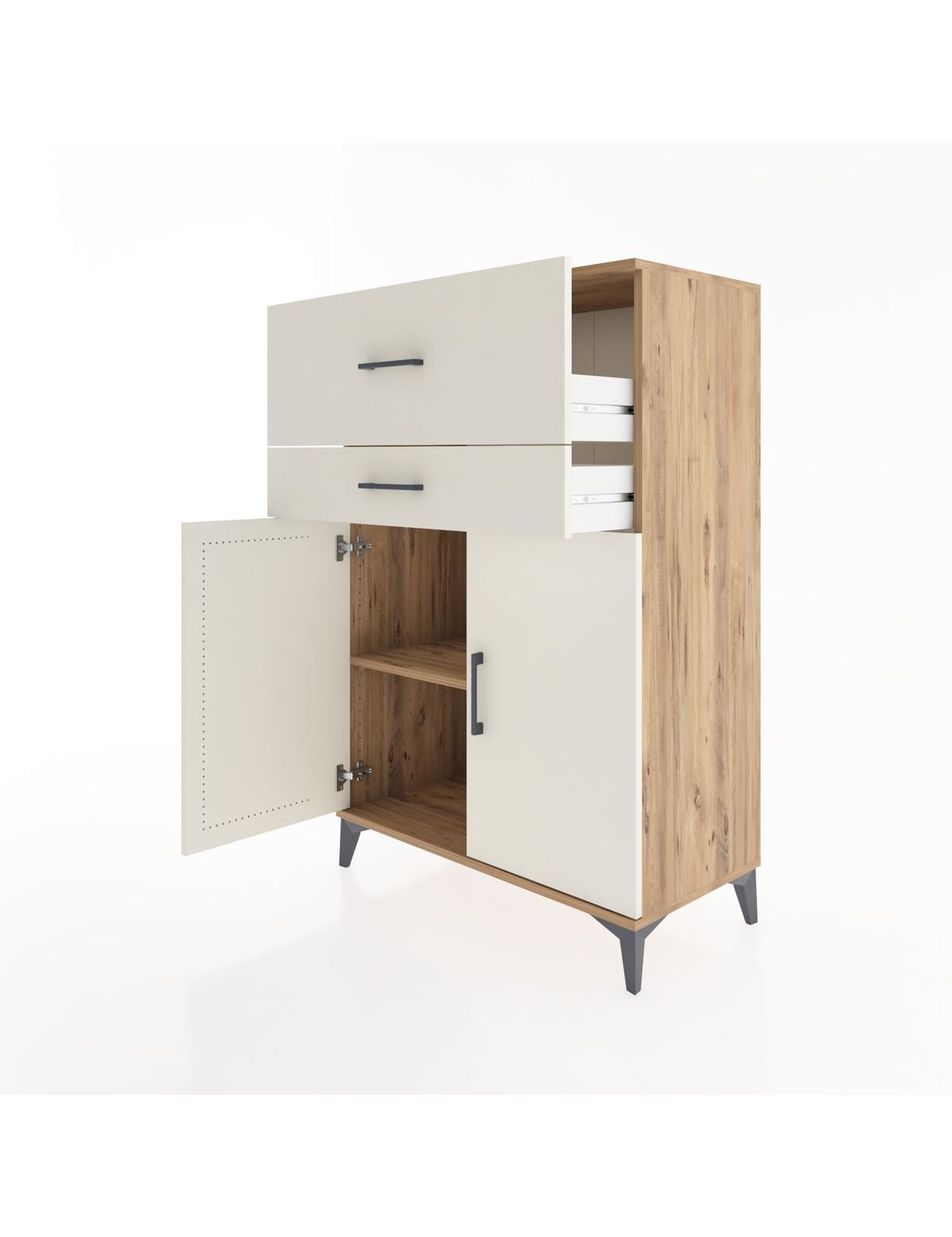 Hyperion Dolap Tek Raflı 2 Çekmeceli 2 Kapaklı 88x44x134 - S51M023V7B