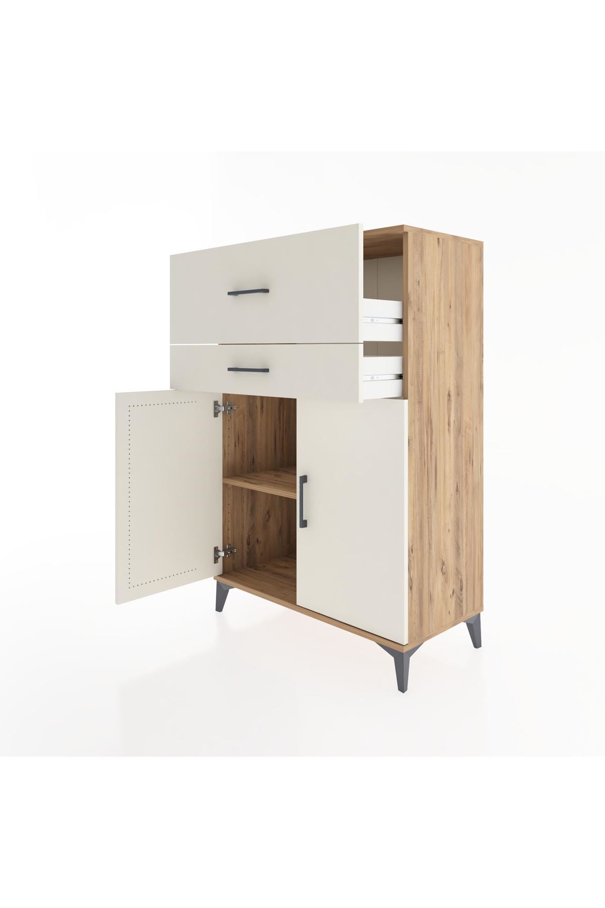 Hyperion Dolap Tek Raflı 2 Çekmeceli 2 Kapaklı 88x44x134 - S51M023V7B