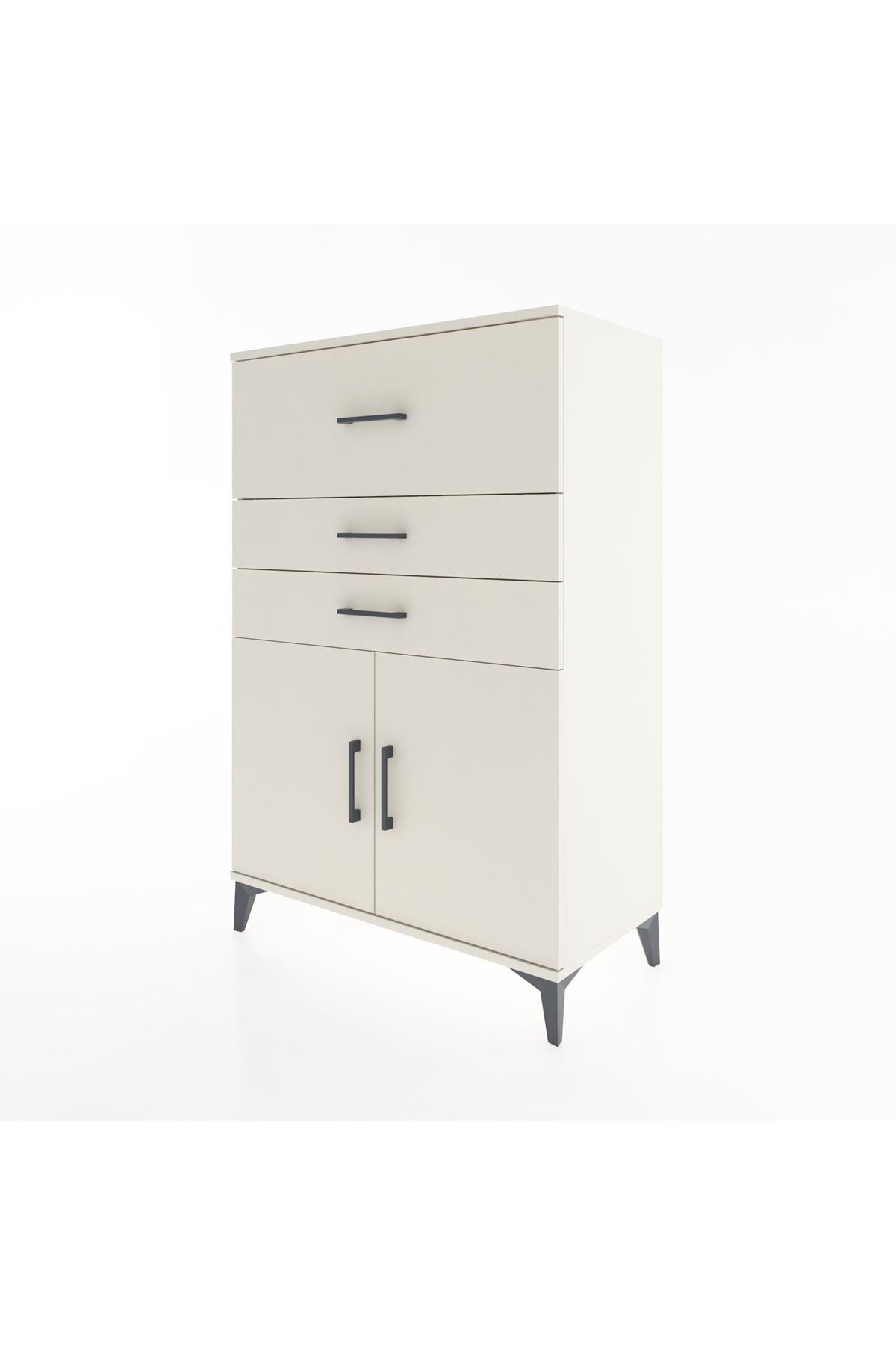 Hyperion Dolap Tek Raflı 3 Çekmeceli 2 Kapaklı 88x44x134 - S51M024V1B
